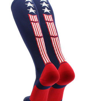 MadSportsStuff socks Patriot USA Flag Stars and Stripes Over the Calf Socks