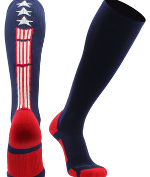 MadSportsStuff socks Patriot USA Flag Stars and Stripes Over the Calf Socks