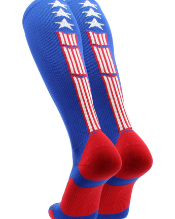 MadSportsStuff socks Patriot USA Flag Stars and Stripes Over the Calf Socks