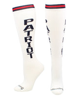 MadSportsStuff socks Patriot - White/Navy / Large Personality Word Socks Over the Calf Length
