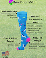 MadSportsStuff socks Peace Love Unicorn Over the Calf Athletic Socks