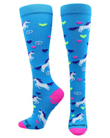 MadSportsStuff socks Peace Love Unicorn Over the Calf Athletic Socks