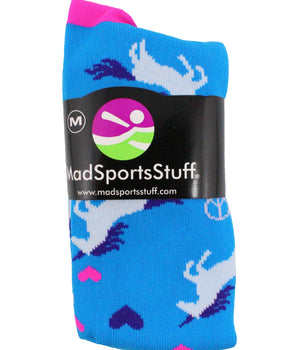 MadSportsStuff socks Peace Love Unicorn Over the Calf Athletic Socks