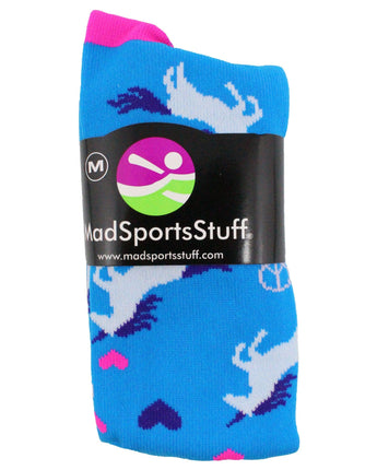 MadSportsStuff socks Peace Love Unicorn Over the Calf Athletic Socks