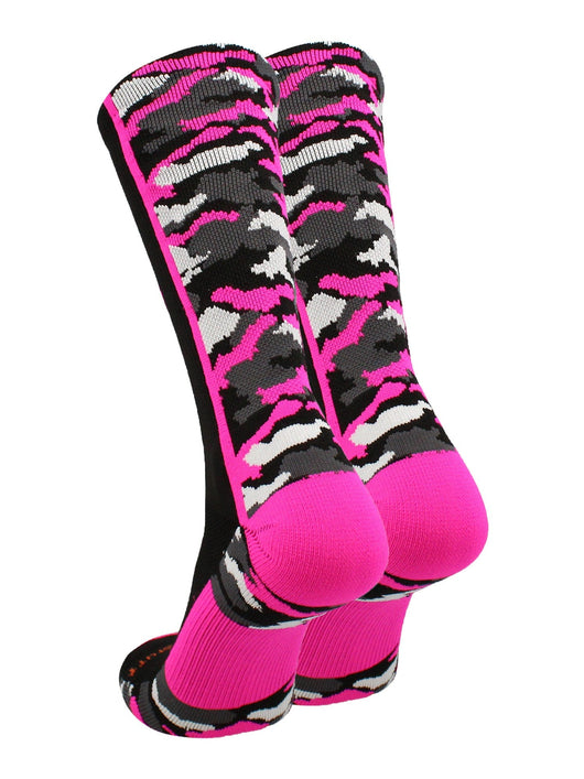 MadSportsStuff socks Pink Ribbon Breast Cancer Awareness Camo Athletic Crew Socks (multiple colors)