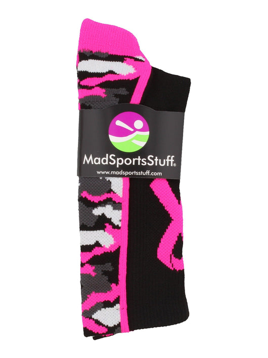 MadSportsStuff socks Pink Ribbon Breast Cancer Awareness Camo Athletic Crew Socks (multiple colors)