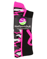 MadSportsStuff socks Pink Ribbon Breast Cancer Awareness Camo Athletic Crew Socks (multiple colors)