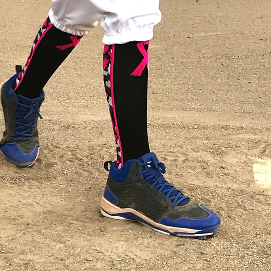 MadSportsStuff socks Pink Ribbon Breast Cancer Awareness Camo Over the Calf Socks (multiple colors)