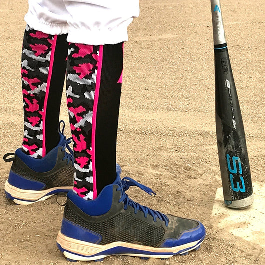 MadSportsStuff socks Pink Ribbon Breast Cancer Awareness Camo Over the Calf Socks (multiple colors)
