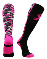 MadSportsStuff socks Pink Ribbon Breast Cancer Awareness Camo Over the Calf Socks (multiple colors)