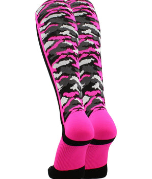 MadSportsStuff socks Pink Ribbon Breast Cancer Awareness Camo Over the Calf Socks (multiple colors)