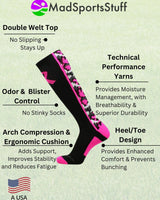 MadSportsStuff socks Pink Ribbon Breast Cancer Awareness Camo Over the Calf Socks (multiple colors)