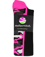 MadSportsStuff socks Pink Ribbon Breast Cancer Awareness Camo Over the Calf Socks (multiple colors)