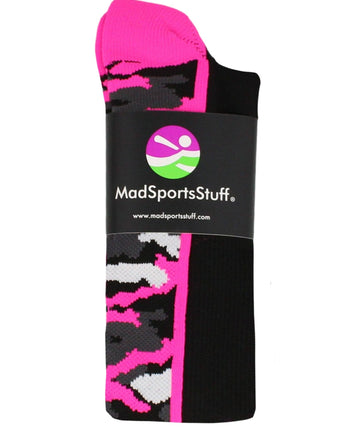 MadSportsStuff socks Pink Ribbon Breast Cancer Awareness Camo Over the Calf Socks (multiple colors)