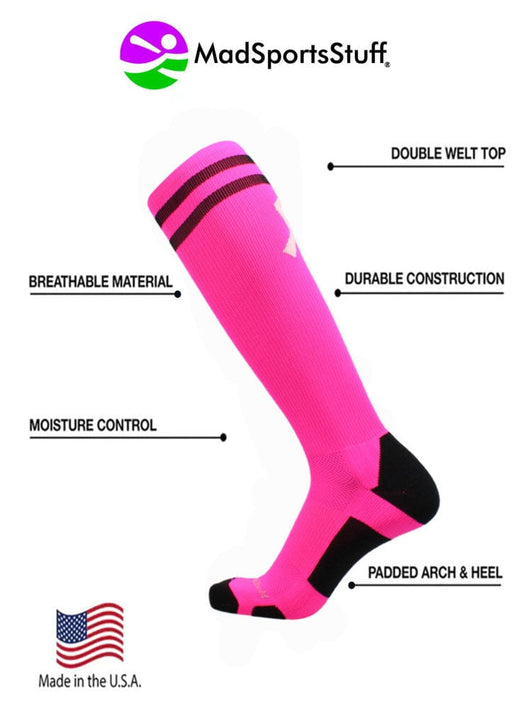MadSportsStuff socks Pink Ribbon Breast Cancer Awareness Socks with Stripes