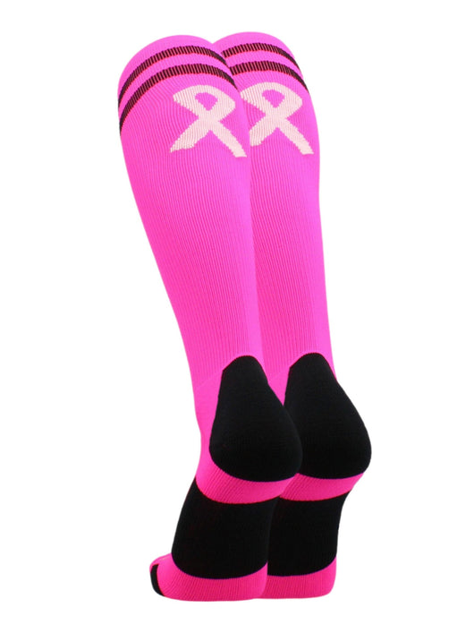MadSportsStuff socks Pink Ribbon Breast Cancer Awareness Socks with Stripes