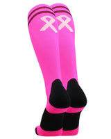 MadSportsStuff socks Pink Ribbon Breast Cancer Awareness Socks with Stripes