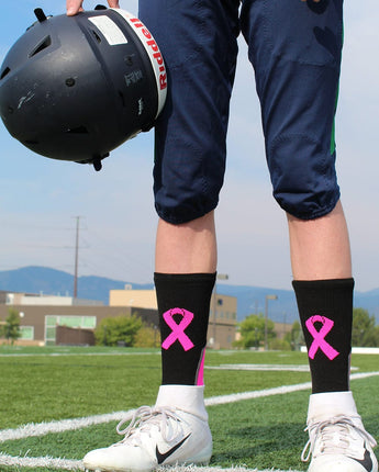 MadSportsStuff socks Pink Ribbon Breast Cancer Awareness Support Athletic Crew Socks