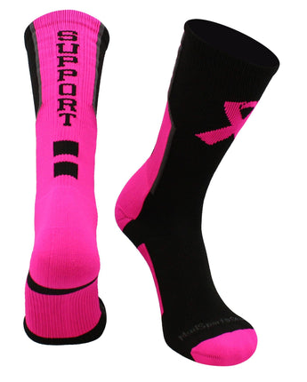 MadSportsStuff socks Pink Ribbon Breast Cancer Awareness Support Athletic Crew Socks