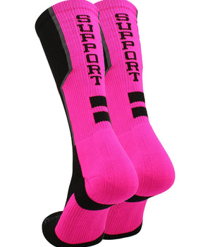 MadSportsStuff socks Pink Ribbon Breast Cancer Awareness Support Athletic Crew Socks