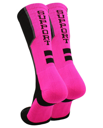 MadSportsStuff socks Pink Ribbon Breast Cancer Awareness Support Athletic Crew Socks