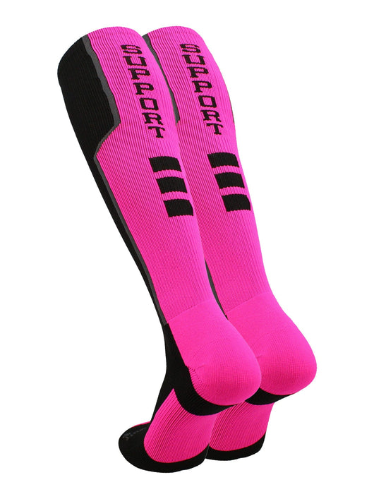 MadSportsStuff socks Pink Ribbon Breast Cancer Awareness Support Athletic Over the Calf Socks