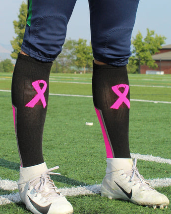 MadSportsStuff socks Pink Ribbon Breast Cancer Awareness Support Athletic Over the Calf Socks