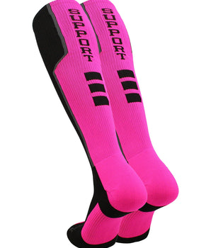 MadSportsStuff socks Pink Ribbon Breast Cancer Awareness Support Athletic Over the Calf Socks