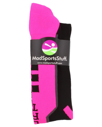 MadSportsStuff socks Pink Ribbon Breast Cancer Awareness Support Athletic Over the Calf Socks