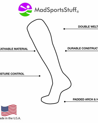 MadSportsStuff socks Pink Ribbon Breast Cancer Awareness Support Athletic Over the Calf Socks