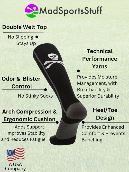 MadSportsStuff socks Pirate Skull and Crossbones (Jolly Roger) Over the Calf Socks