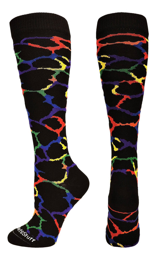 MadSportsStuff socks Primary Multi-Giraffe / Medium Giraffe Over the Calf Athletic Socks (multiple colors)