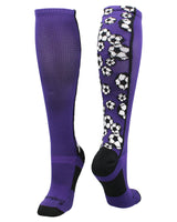 MadSportsStuff socks Purple/Black / Large Crazy Soccer Socks with Soccer Balls over the calf (multiple colors)