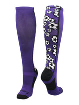 MadSportsStuff socks Purple/Black / Large Crazy Soccer Socks with Soccer Balls over the calf (multiple colors)