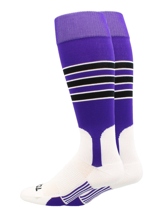 MadSportsStuff socks Purple/Black/White / Small Striped Baseball Stirrup Socks Dugout Pattern D