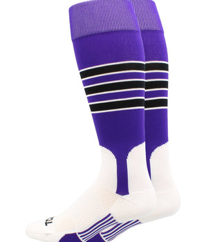MadSportsStuff socks Purple/Black/White / Small Striped Baseball Stirrup Socks Dugout Pattern D