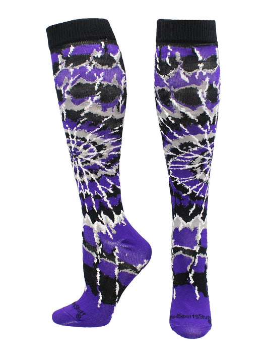 MadSportsStuff socks Purple/Black/White / X-Small Crazy Tie Dye Socks Over the Calf