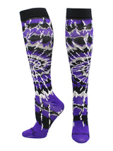 MadSportsStuff socks Purple/Black/White / X-Small Crazy Tie Dye Socks Over the Calf