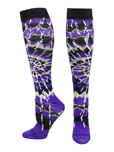 MadSportsStuff socks Purple/Black/White / X-Small Crazy Tie Dye Socks Over the Calf