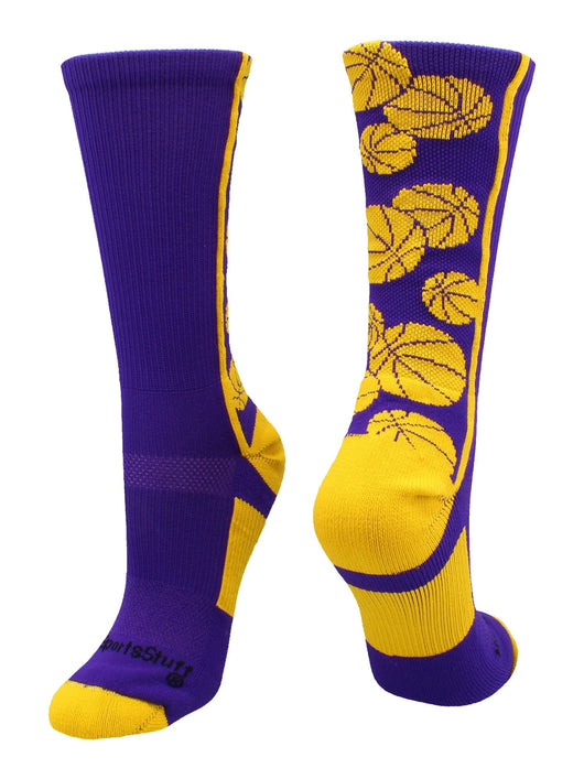 MadSportsStuff socks Purple/Gold / Large Crazy Basketball Logo Crew Socks (multiple colors)