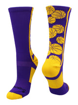 MadSportsStuff socks Purple/Gold / Large Crazy Basketball Logo Crew Socks (multiple colors)