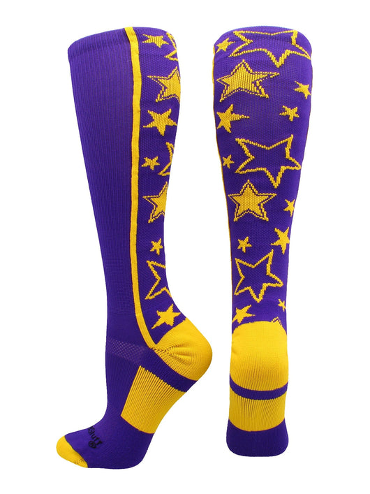 MadSportsStuff socks Purple/Gold / Large Crazy Socks with Stars Over the Calf Socks (multiple colors)