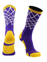 MadSportsStuff socks Purple/Gold / Large Elite Basketball Socks with Net Crew length - made in the USA