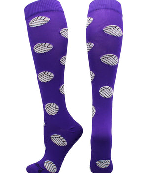 MadSportsStuff socks Purple / Large Volleyball Socks with Volleyball Print Over the Calf