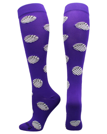 MadSportsStuff socks Purple / Large Volleyball Socks with Volleyball Print Over the Calf