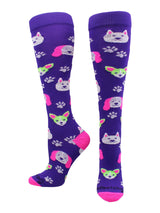 MadSportsStuff socks Purple/Neon Pink / Medium Neon Puppy Dogs Over The Calf Athletic Socks