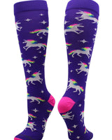 MadSportsStuff socks Purple/Neon Pink / X-Small Neon Rainbow Unicorn Over the Calf Socks