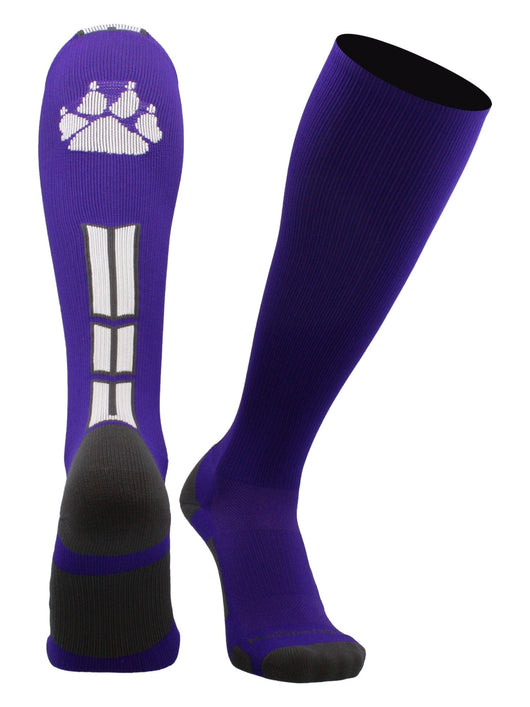 MadSportsStuff socks Purple/White/Graphite / Small Wild Paw Over the Calf Socks (multiple colors)