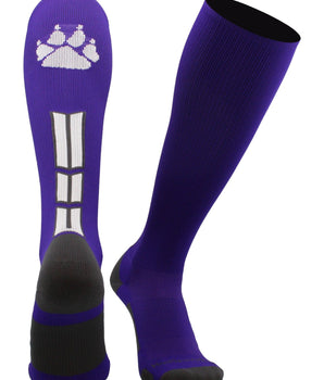 MadSportsStuff socks Purple/White/Graphite / Small Wild Paw Over the Calf Socks (multiple colors)