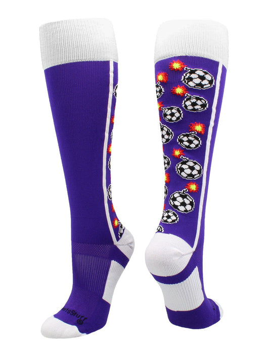 MadSportsStuff socks Purple/White / Large Bomber Soccer Socks Over the Calf length (multiple colors)
